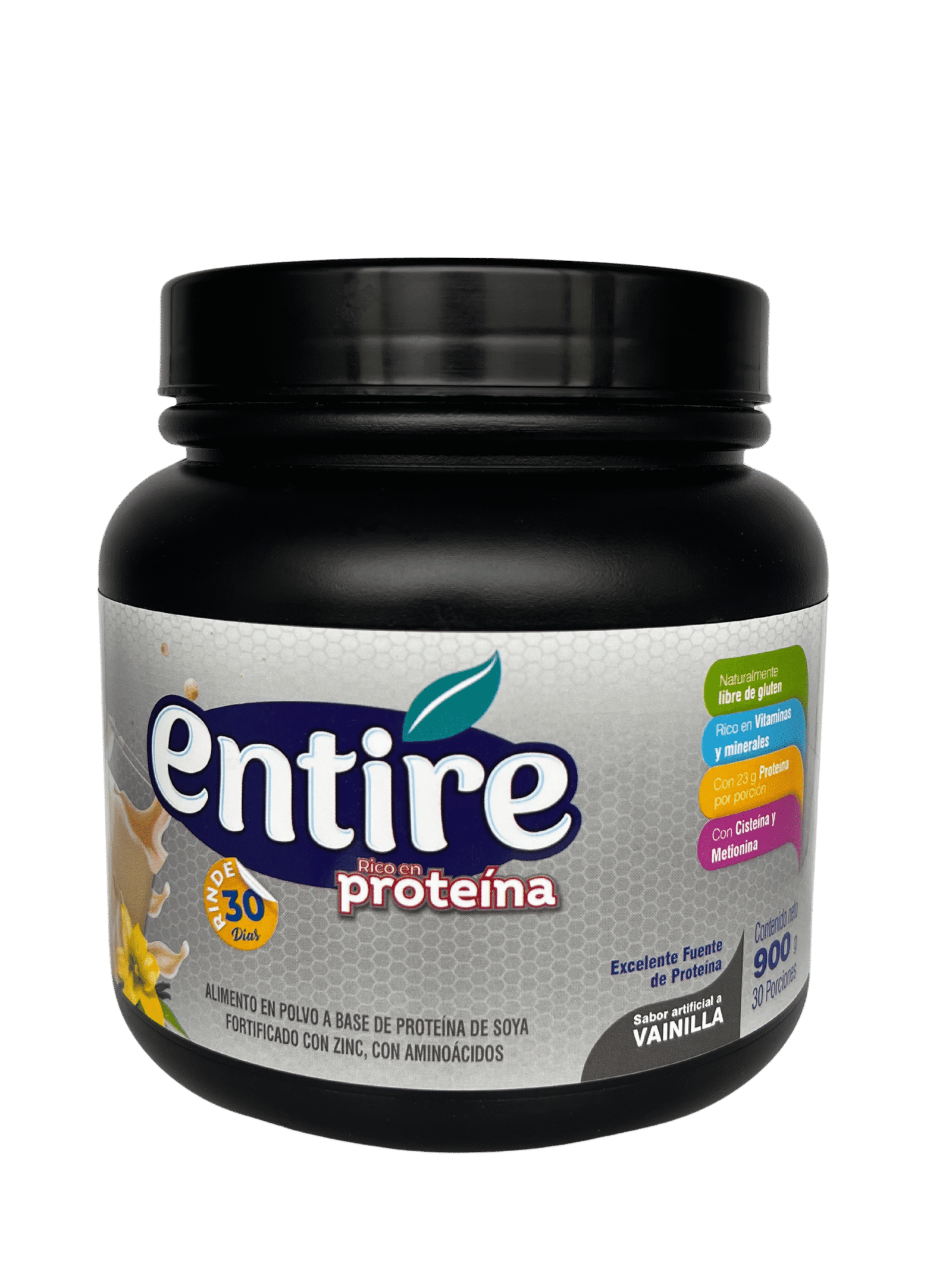 Tarro original de Entire® Proteína, sabor vainilla, 900 g.