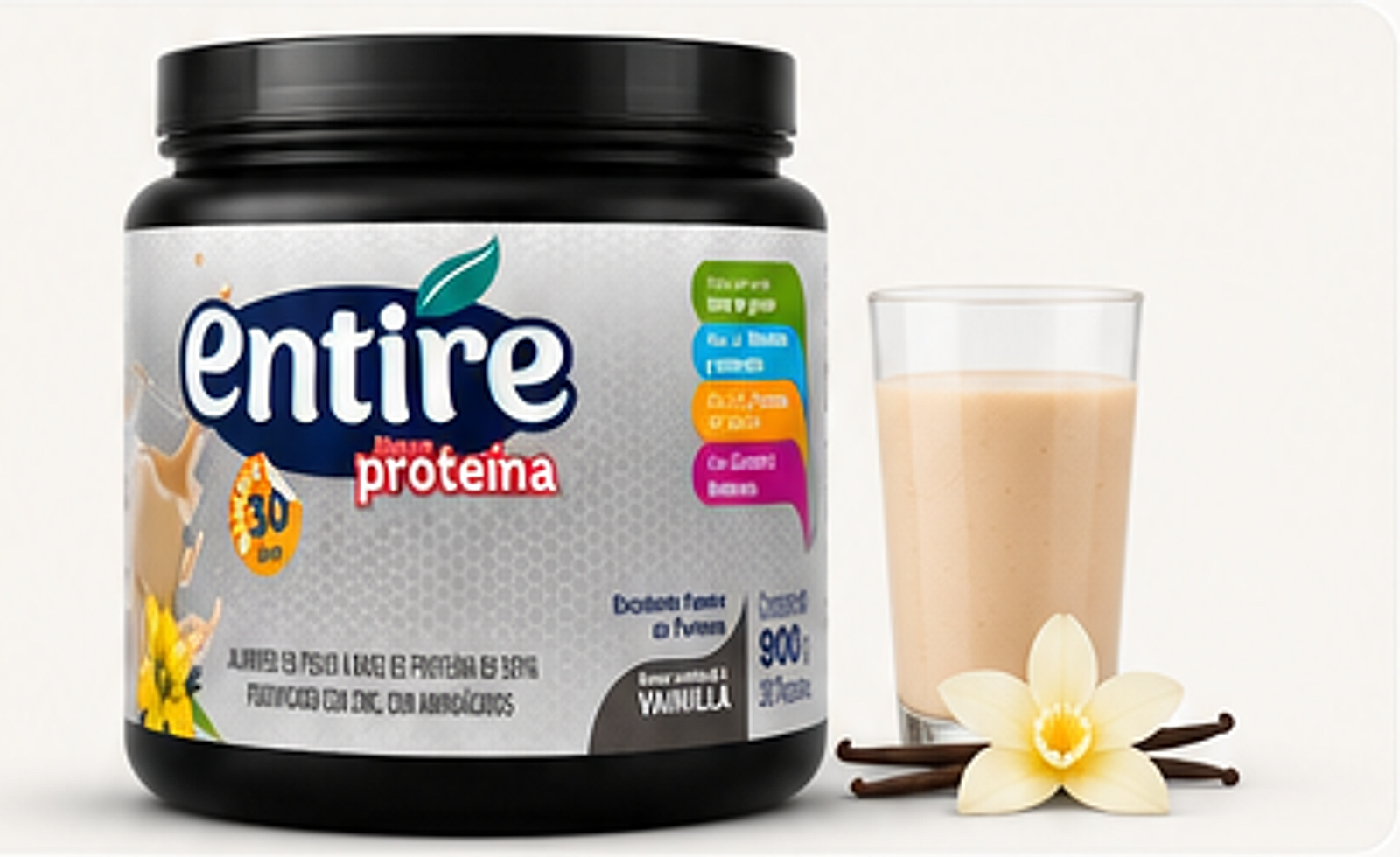 Entire Proteína con batido de vainilla.