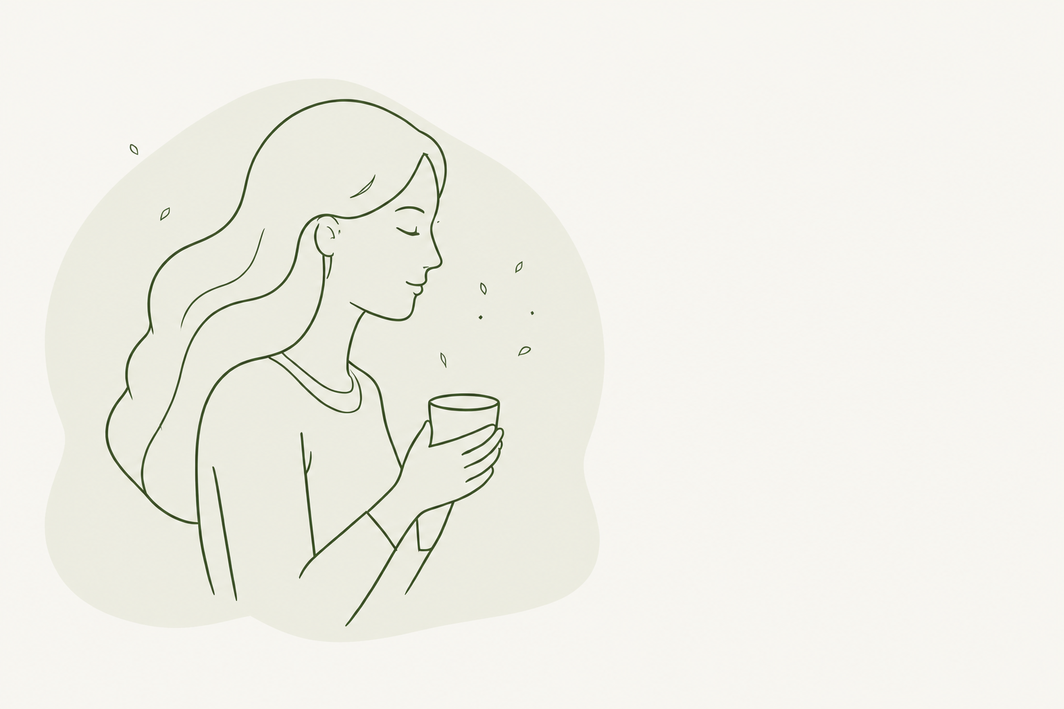 Ilustración de una mujer sosteniendo una taza